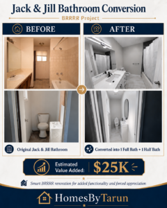 washroom conversion full to 1.5 BRRRR